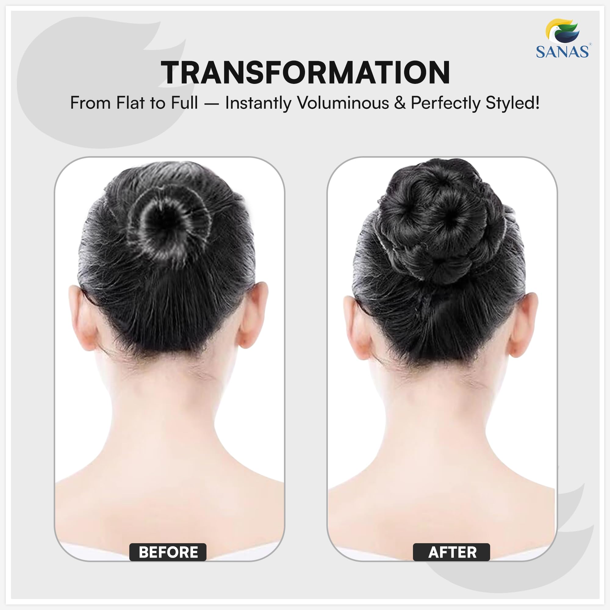 Sanas 1Pc Hair Extensions for Girls Clip in Extensions Synthetic Updo Fake Easy Bun Maker Hairpiece Accessories for Girls and Womens (Black) - Image 5 thumbnail