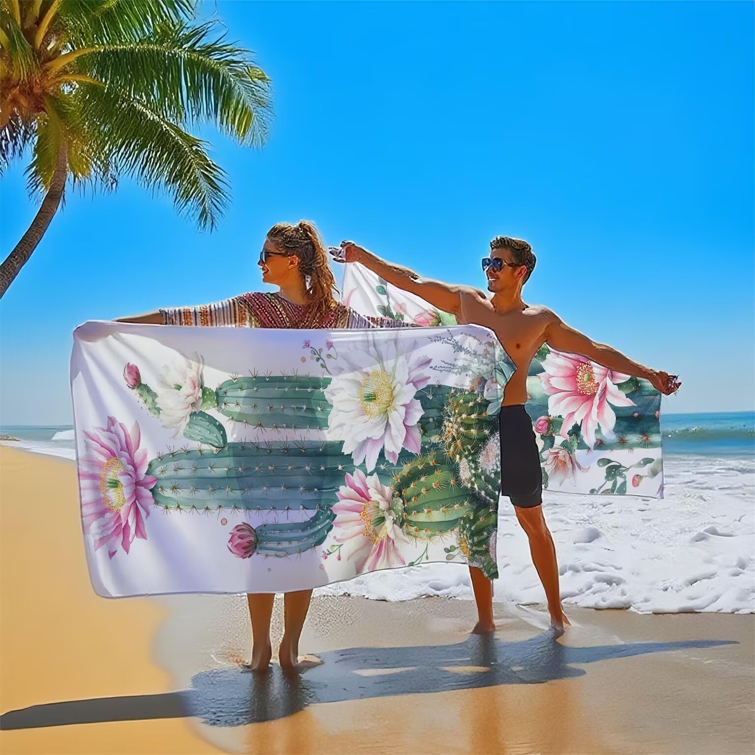 Vert Serviette de Plage 220x100cm Lot de 2, Usine Serviette Microfibre Ultra Absorbantes Séchage Rapide Anti Sable Léger Transport Compacte Drap de Plage pour Piscine Voyages Femme et Homme, Model513