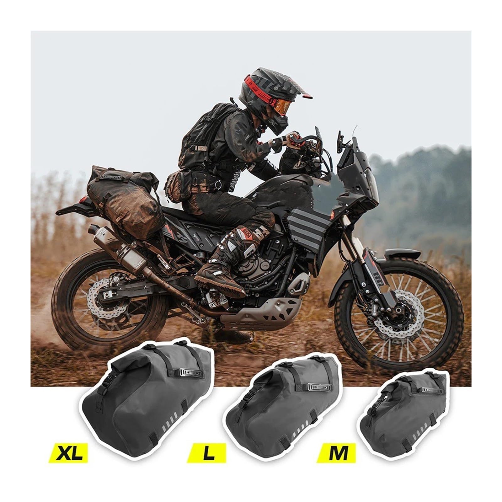 Universelle Passform Motorrad Gepäcktasche Sattel Seitentaschen 100% Wasserdicht 18L/28L/48L Großes Fassungsvermögen 2 Stück Motorrad Hecktasche(Black-28L(14L-2 pcs))