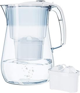 AQUAPHOR Onyx Filtre à Eau avec Cartouche filtrante Maxfor+ Effet Verre pour réduire Le calcaire, Le Chlore et Les métaux Lourds, Plastique, Volume 4,2 l Blanc