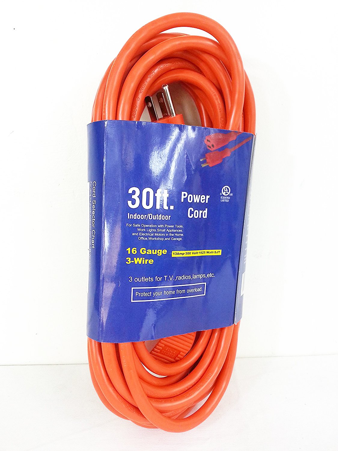 PrimeTrendz Multi-use General Purpose Grounded Extension Cord Orange Color (30ft)