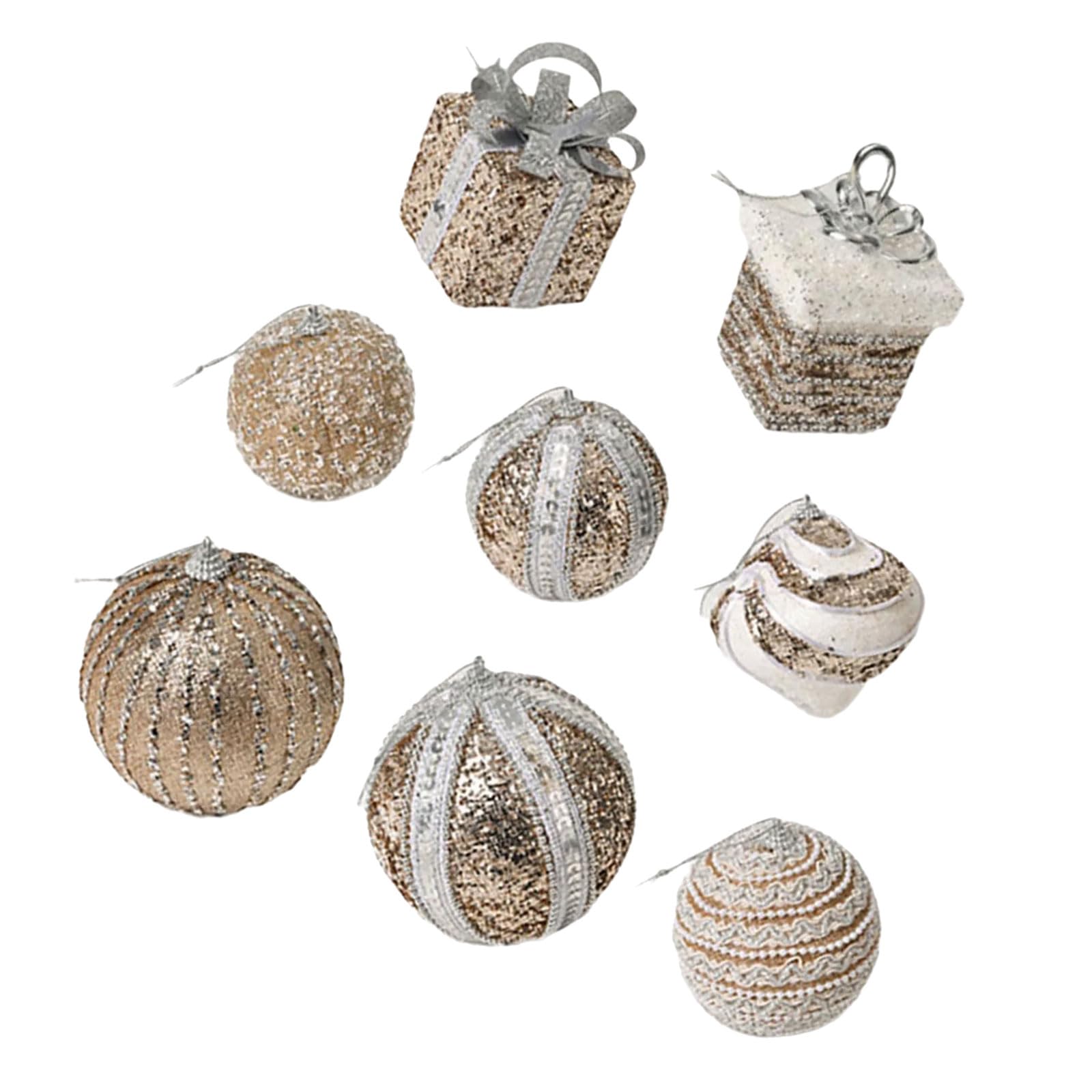 KAQNTUD Pack of 8 Glittering Christmas Baubles Tree Bauble Ornament for Door Wreath Mantle Window Holiday Party Centrepieces Unbreakable Tree Decoration