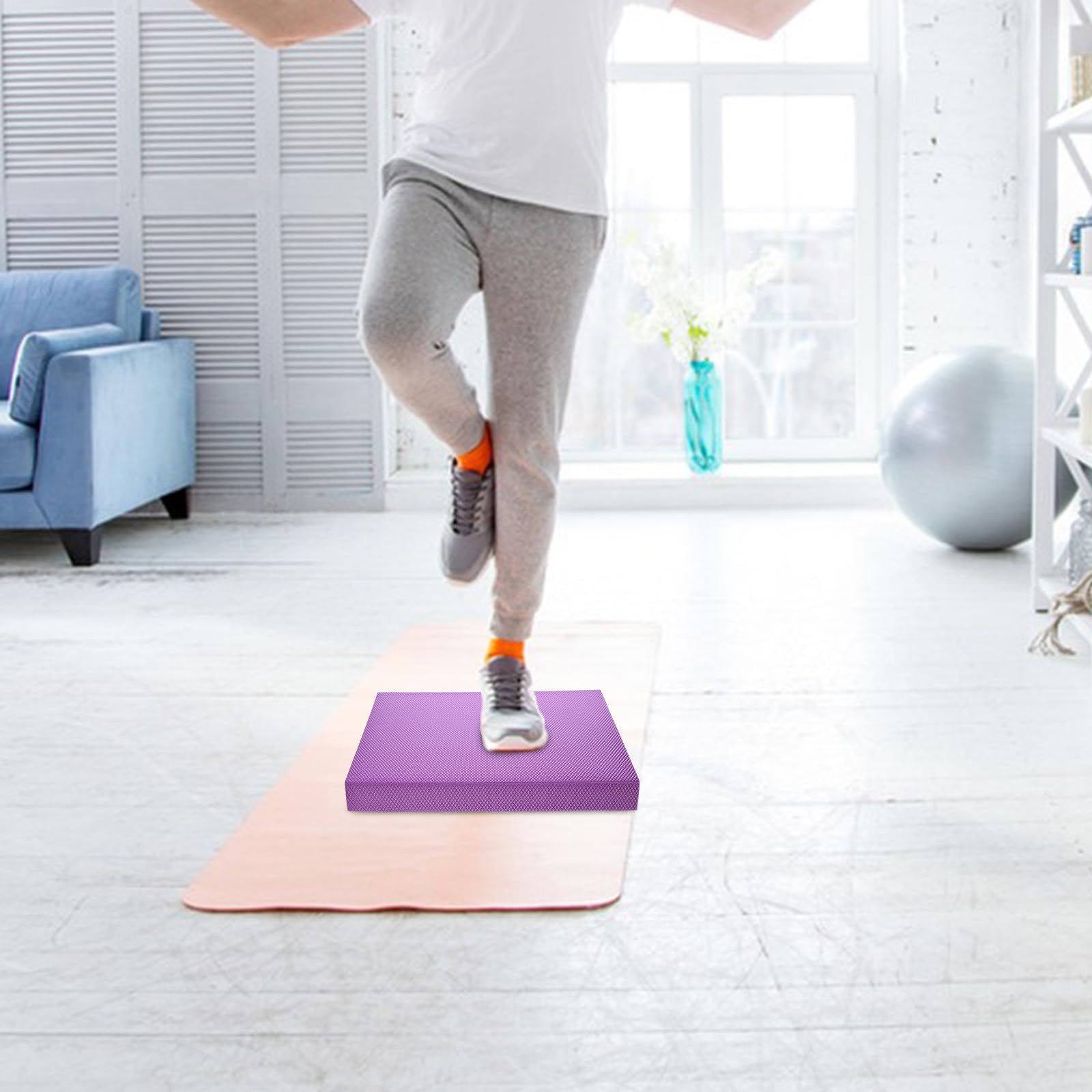 Kisangel Tappetino per esercizi di : tappetino yoga per esercizi di in ginocchio, accessorio per allenamento di stabilità, per ginocchia e caviglie, fitness per donne e uomini, 40x33 cm