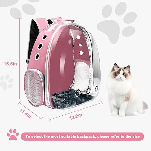 Miniatura 2 de Mochila transportadora para gatos, transportador de mascotas con diseño ventilado para transportar cachorros y gatos, mochila transportadora de