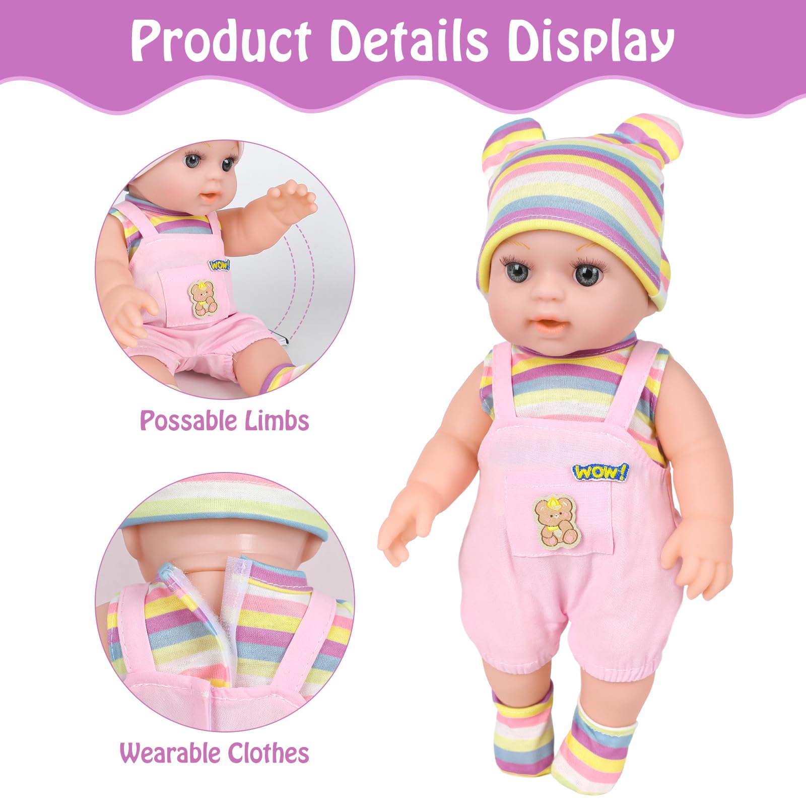 Muñecas de bebé de 12 pulgadas con portador delantero y trasero para niñas pequeñas, conjunto de muñecas de bebé Reborn de 12 pulgadas, accesorios y ropa, incluye botella y pezón, regalo para niños 5