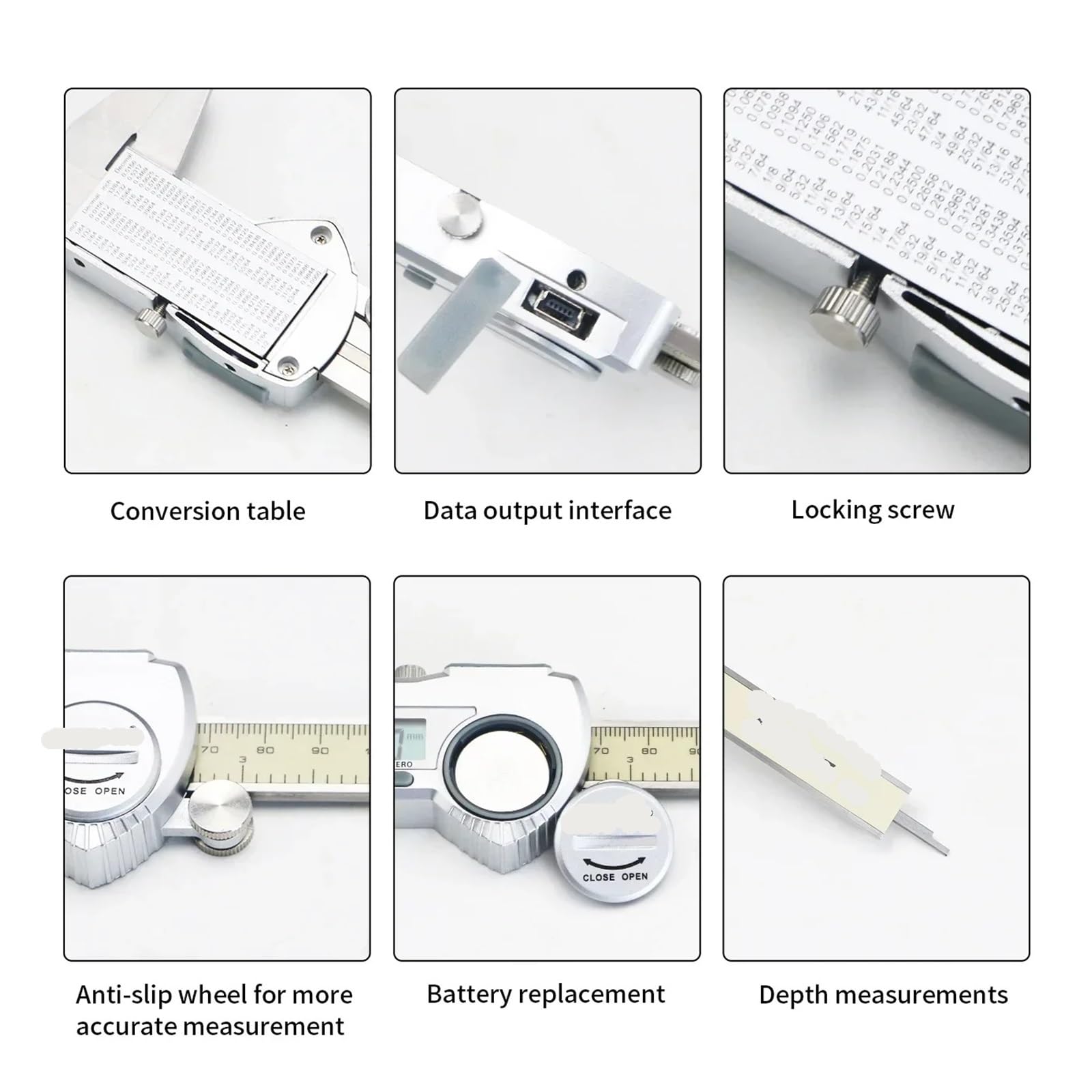 Calibradores digitales, Calibradores 0-300 mm Digital Vernier Caliper IP54 Micrómetro impermeable Medidor 0.01 Medición de precisión(0-300m)