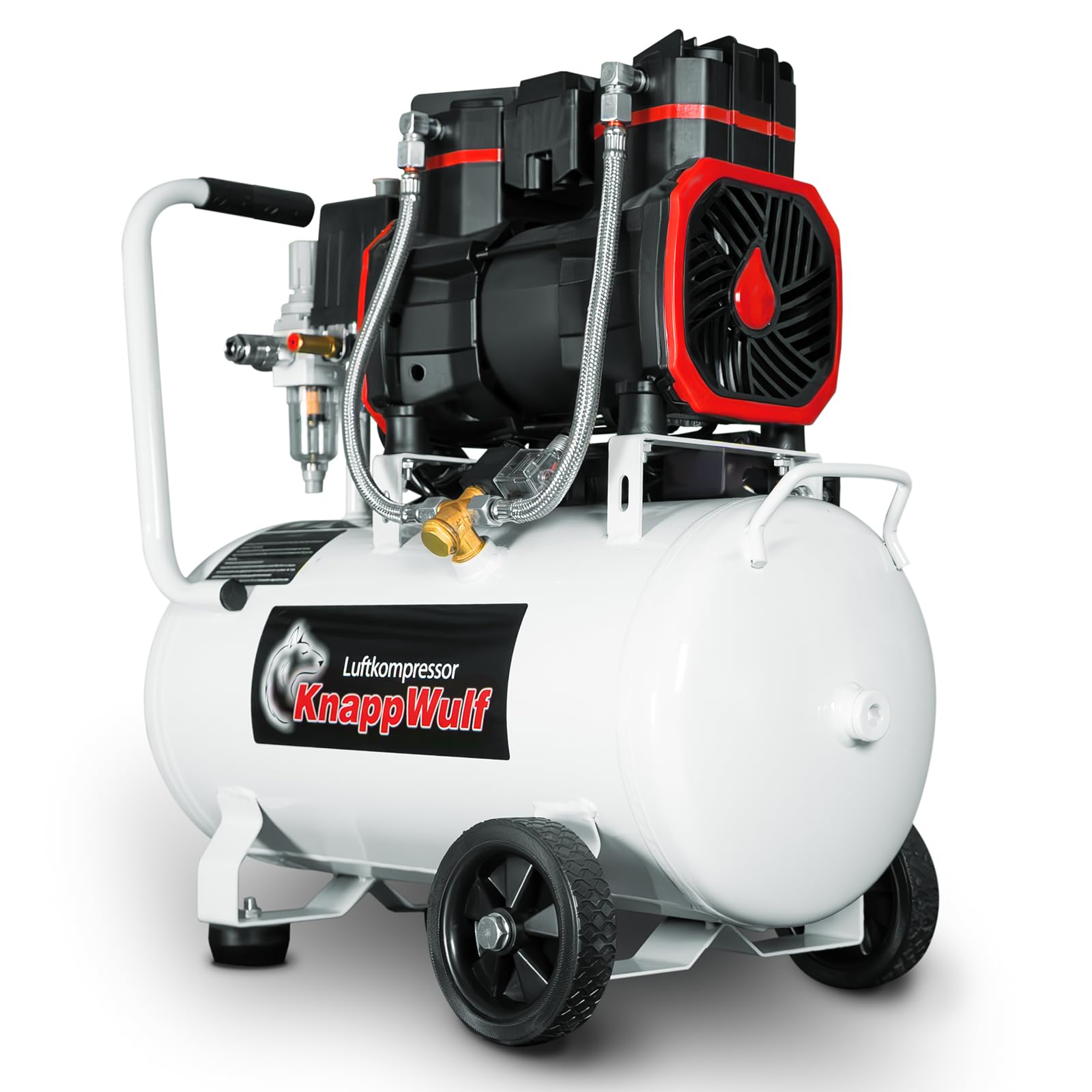 KnappWulf Sprężarka powietrza KW6024 sprężarka powietrza 24 l, 1500 W, 69 dB, ciśnienie robocze 10 bar, przepustowość powietrza 256 l/min, z separatorem, cicha, 230 V