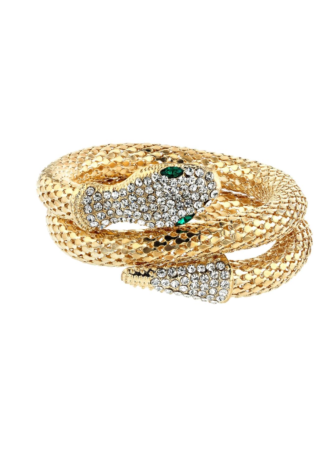 PRIVIU Green Gold Toned Serpent Wraparound Bracelet For Women | Rhinestone Studded Adjustable Bracelet For Girls | Gift For Women and Girls… (B0D9KCNGYF) Amazon Price History, Amazon Price Tracker