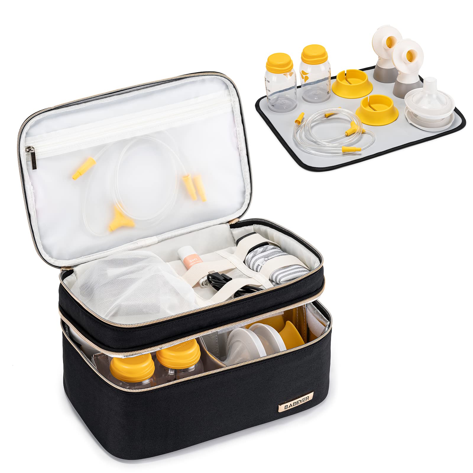 BABEYER Wearable Breast Pump Bag Compatible with Breast Pump and Accessories, Black