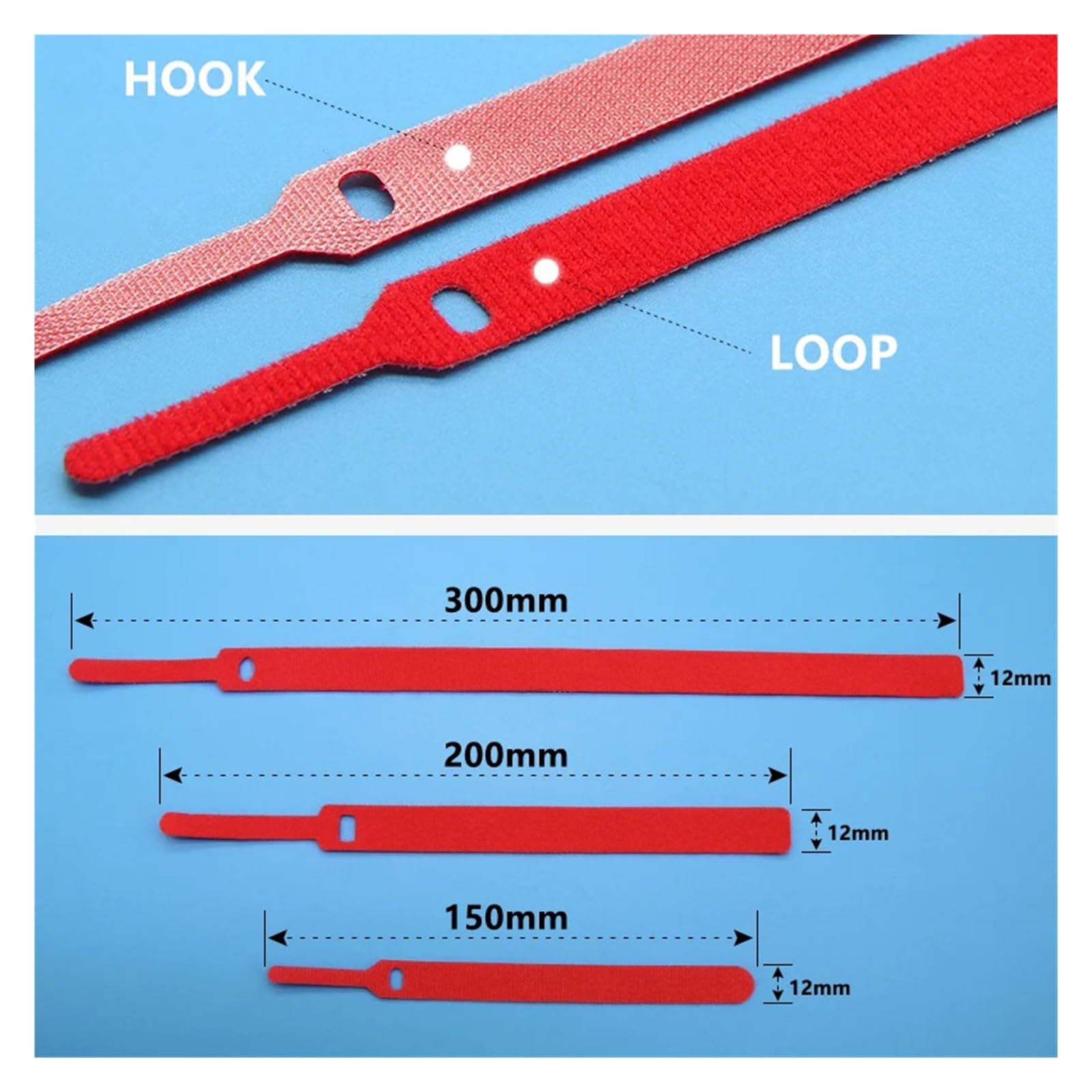 Lösbare Kabelbinder 150 200 300 Mm Kunststoffbefestigung Wiederverwendbare Kabelbinderbänder Nylonwickel Reißverschlussbündel Verbandbinder - Einfache Montage(Blue,300mm x 200pcs)