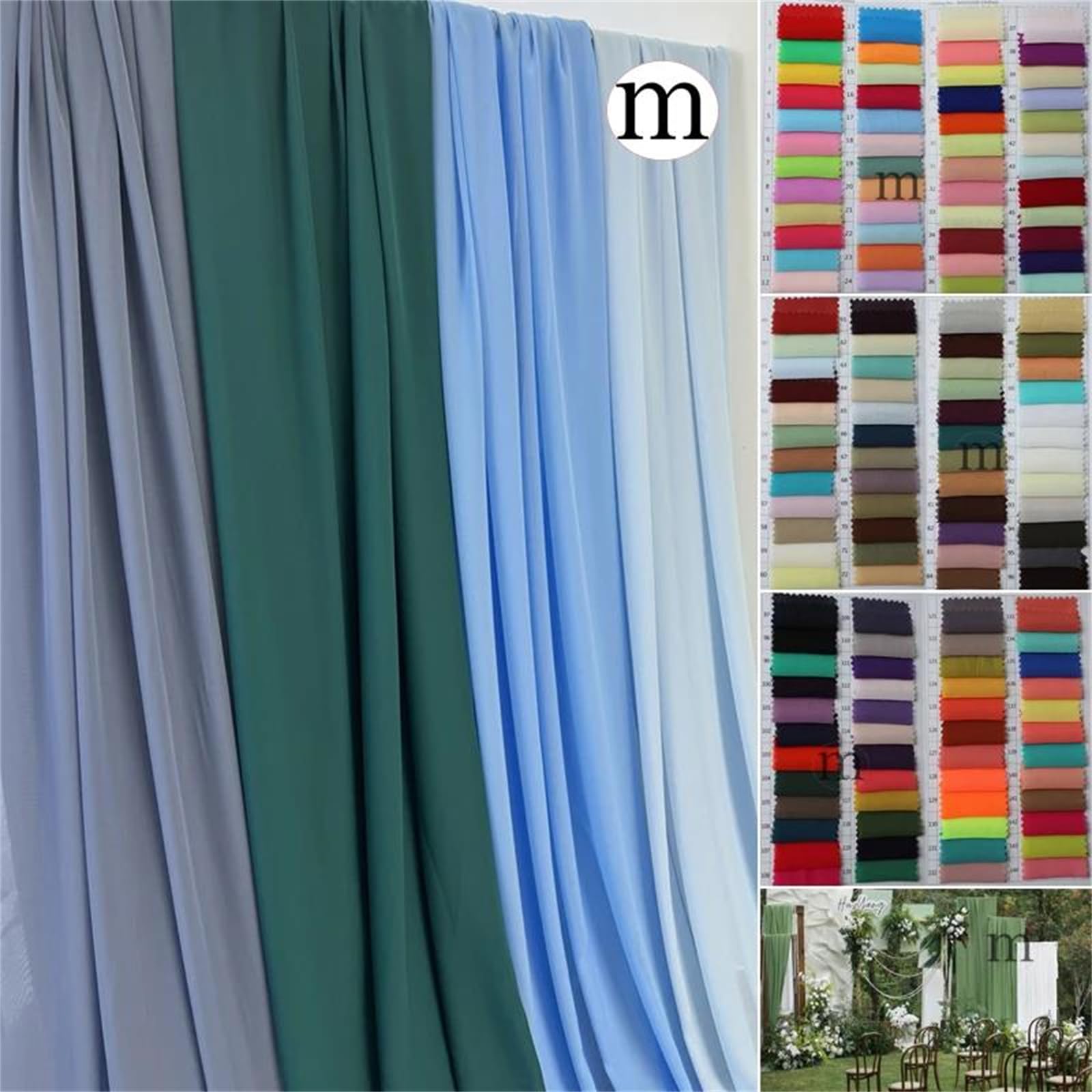 Tela de gasa plisada con perlas, Tela de gasa poliéster Multicolor, 150cm, costura vestidos, cortinas, bricolaje, varios tamaños(Blue,3Yards)