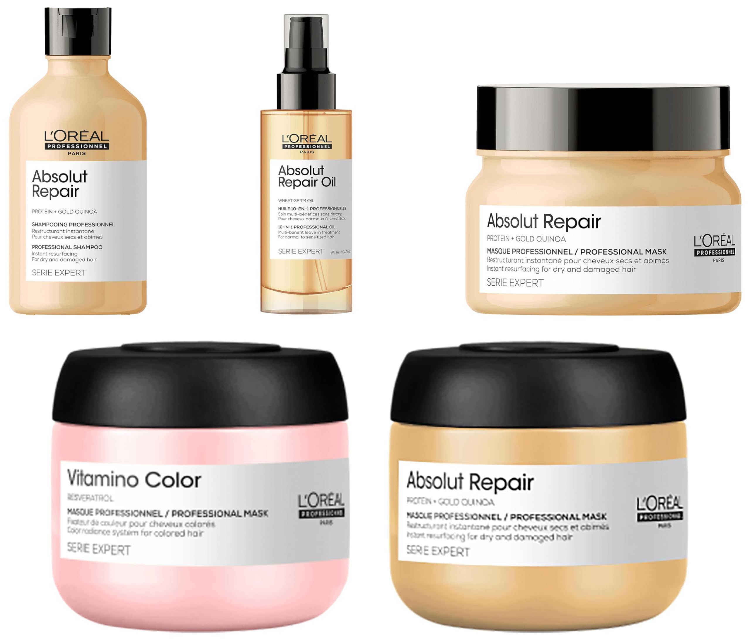 L'OREAL PROFESSIONNEL PARIS Absolut Repair Shampoo, Mask & Serum 3-Step Combo For Dry & Damaged Hair (300Ml+250Gms+125Ml) With Absolut Repair & Vitamino Travel-Sizes 75Ml,1 Count-image-15
