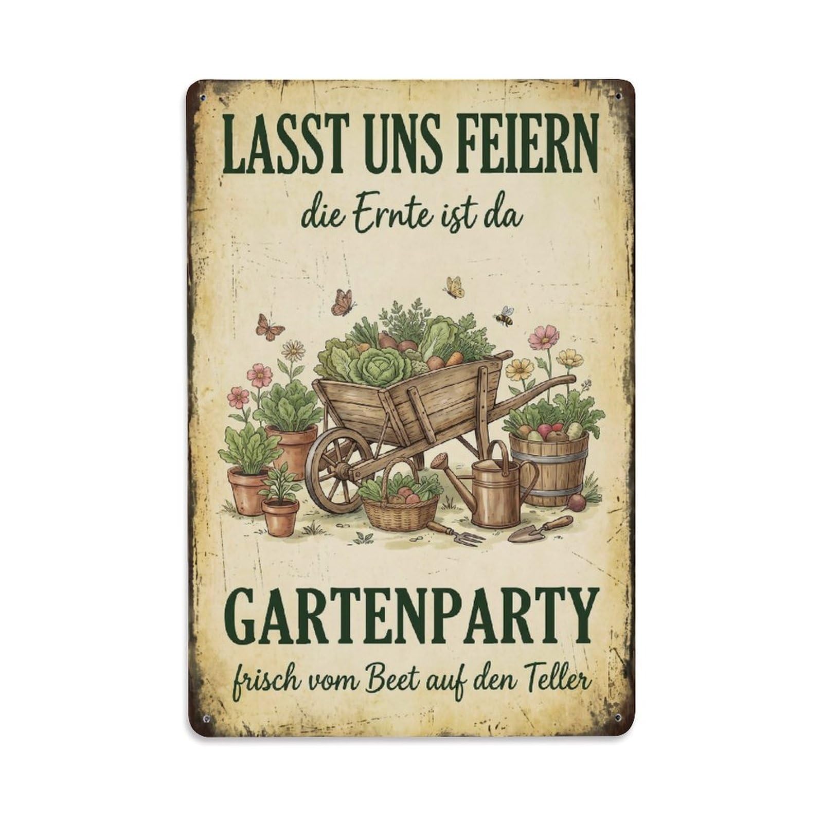 Vintage Funny Garden Lettuce Celebrate Rustic Gate Backyard Metal Tin Sign Plaque Wall Decor for Cafe, Club Bar, Office, Garden Metal Poster 8x12Inch