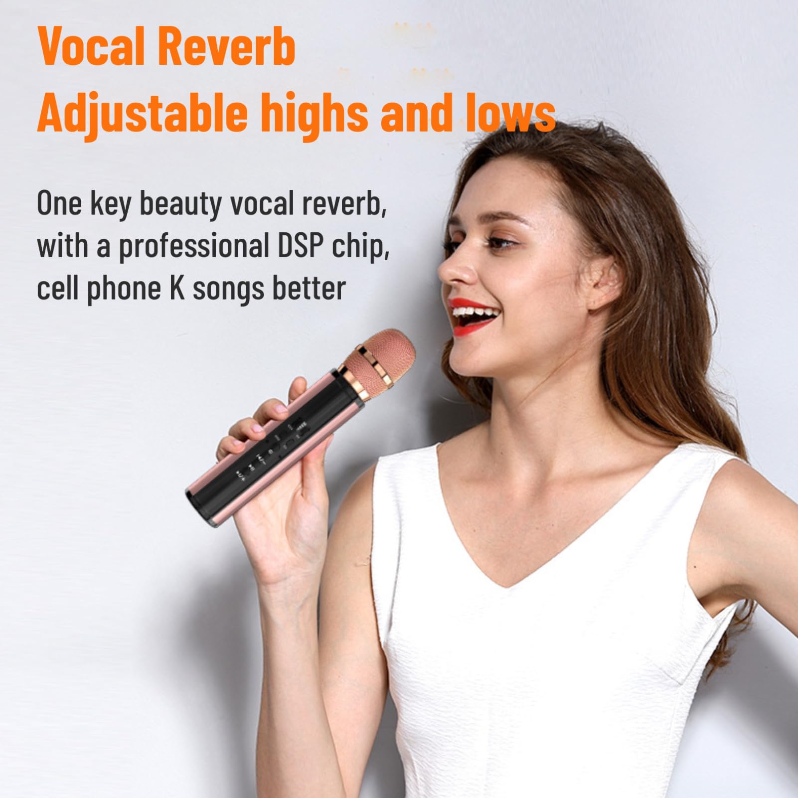 Bezprzewodowy Mikrofon do Karaoke, Stereofoniczny Mikrofon Bluetooth do śpiewania, z funkcją Nagrywania/redukcji Szumów/monitorowania Uszu (Czarny)