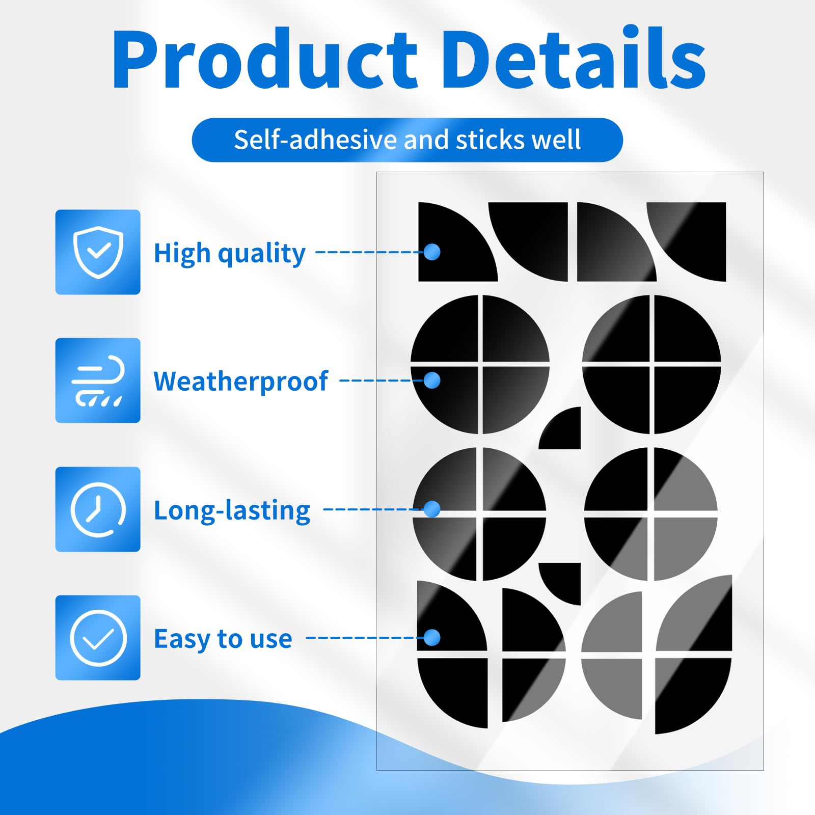 Lot de 60 autocollants avec emblème pour BMW - 8 tailles - Accessoires BMW pour voiture, moto, compatible avec jantes, volant, capot et autres accessoires - Noir - 3