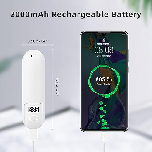 Miniatura 5 de Mini ventilador de mano, ventilador portátil 3 en 1 de 2000 mAh, ventilador a batería con pantalla LED como soporte para teléfono, ventilador de