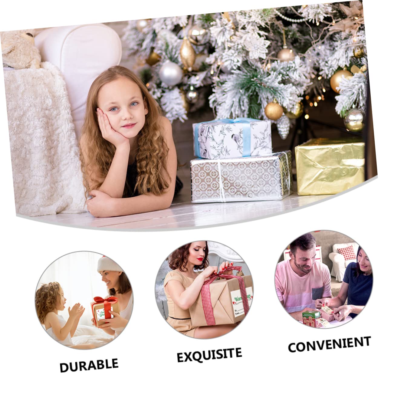 SHINEOFI 3rollen Weihnachtliche Selbstklebende Etiketten Kraftpapier Für Geschenkverpackungen Bastelprojekte Und Festliche Dekorationen Für Persönliche Botschaften Und Kreative