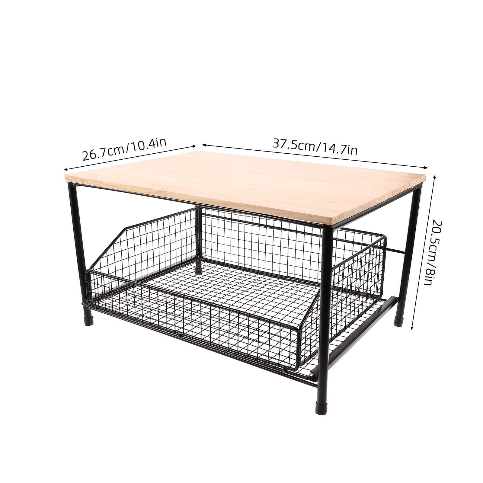 Encimera: estante de cocina de metal con cajón extraíble para freidora de aire, microondas, horno y soluciones de almacenamiento de cocina en el hogar