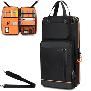 1680D Drum Stick Bag with Hanging Hook,Large Capacity Drumstick Mallet Holder with Adjustable Shoulder Strap for Drumsticks, Mallets, Brushes, Sheet Music, Percussion Accessories