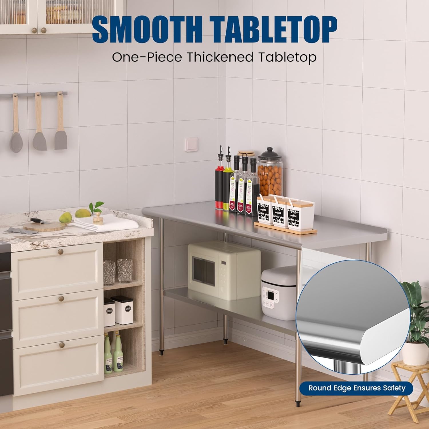 60" Stainless Steel Work Table with Galvanized Undershelf and Backsplash