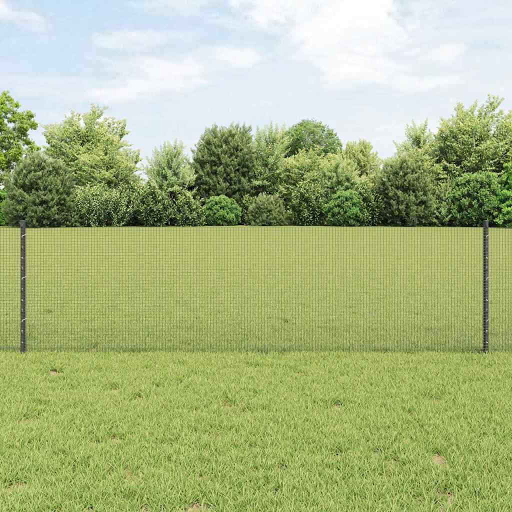 Set di recinzioni da giardino con pali grigio, 10000 x 60 cm, in acciaio verniciato a polvere e PVC, resistente alle intemperie, per terrazze e terreni, con kit di montaggio incluso