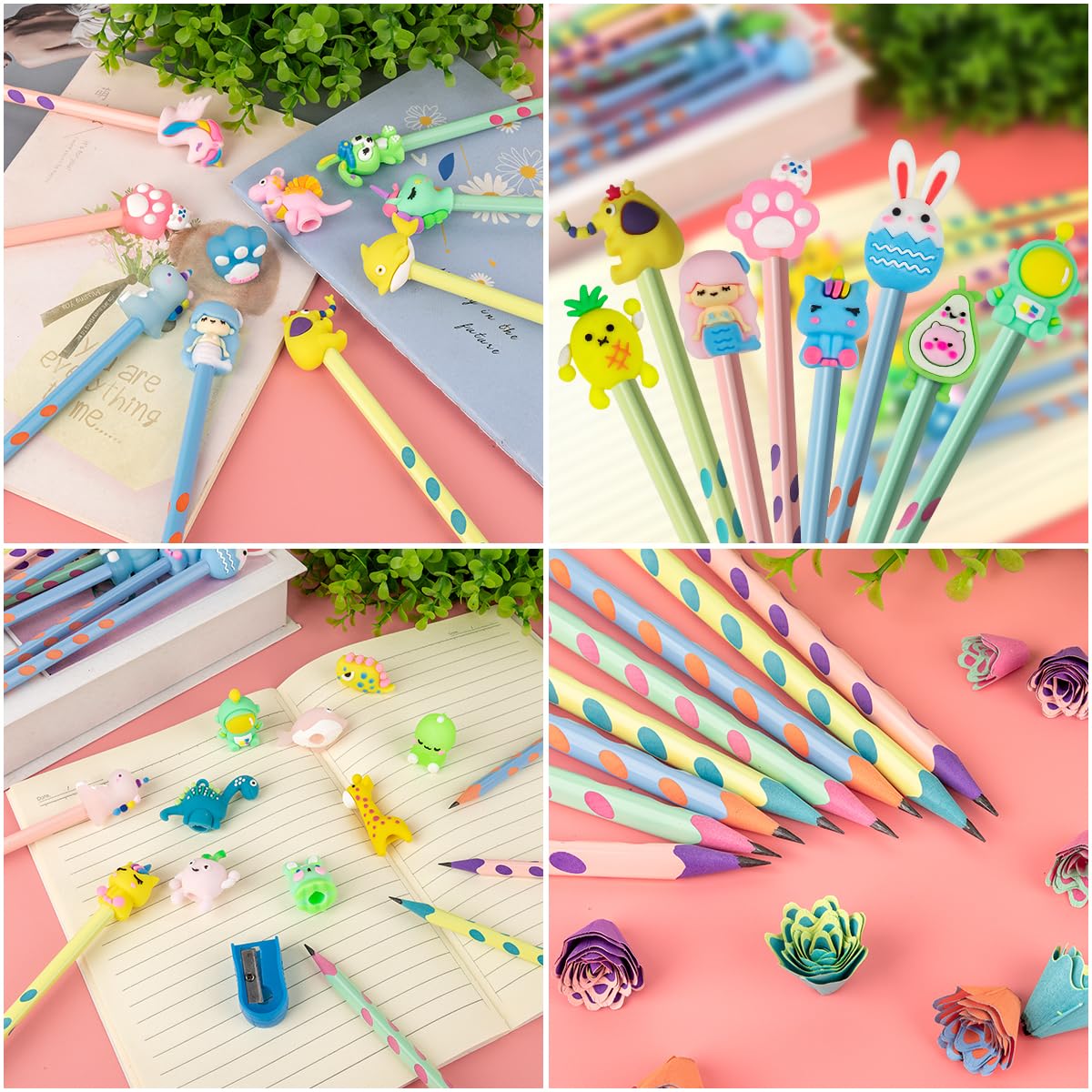 30 Lapices Regalos Cumpleaños Niños Colegio y 30 Pegatinas Infantiles | Set 60 - 3D Pegatinas Niños y Lapices de Dibujos Animados | Detalles Cumpleaños niños