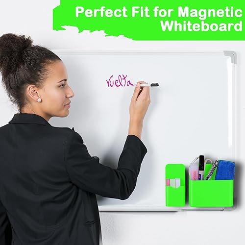 Miniatura 5 de Soporte magnético para bolígrafo, paquete de 2 soportes magnéticos de borrado en seco con compartimentos generosos, marcador de almacenamiento