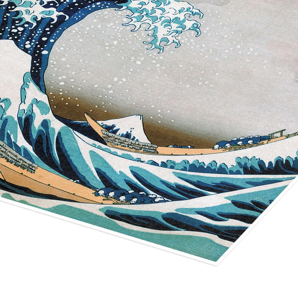 Posterlounge La grande onda di Kanagawa III Poster | 150 x 100 cm di Katsushika Hokusai Blu Quadri Decorazione per pareti