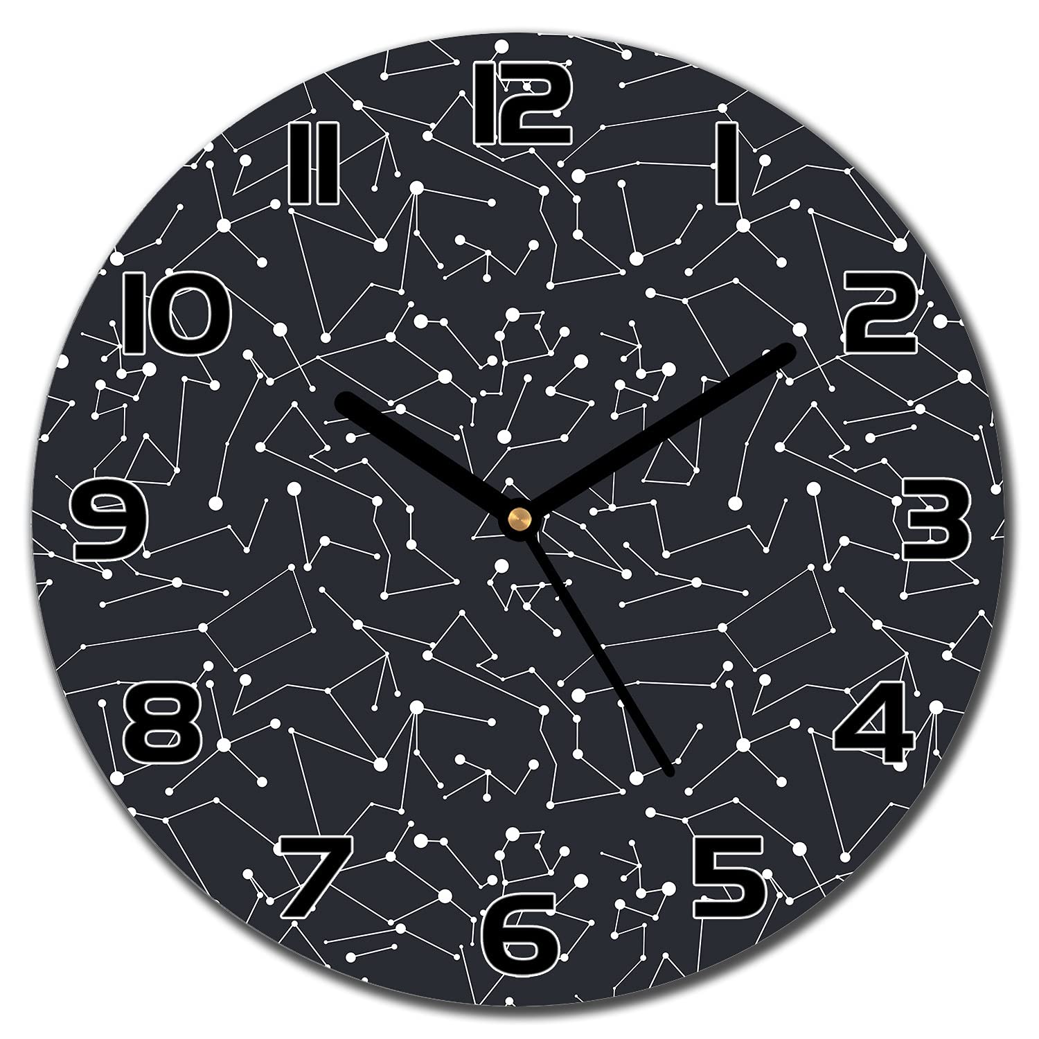 Horloge en verre 30 cm lisible et solide pour mur de cuisine sombre