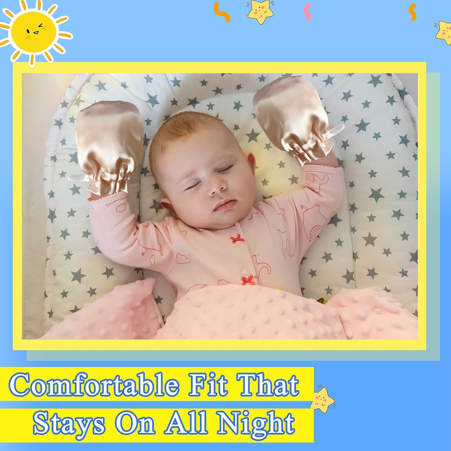 1 Pair Satin Eczema Gloves for Babies Kids Eczema Mittens Anti Scratch Eczema Relief Hand Gloves Adjustable