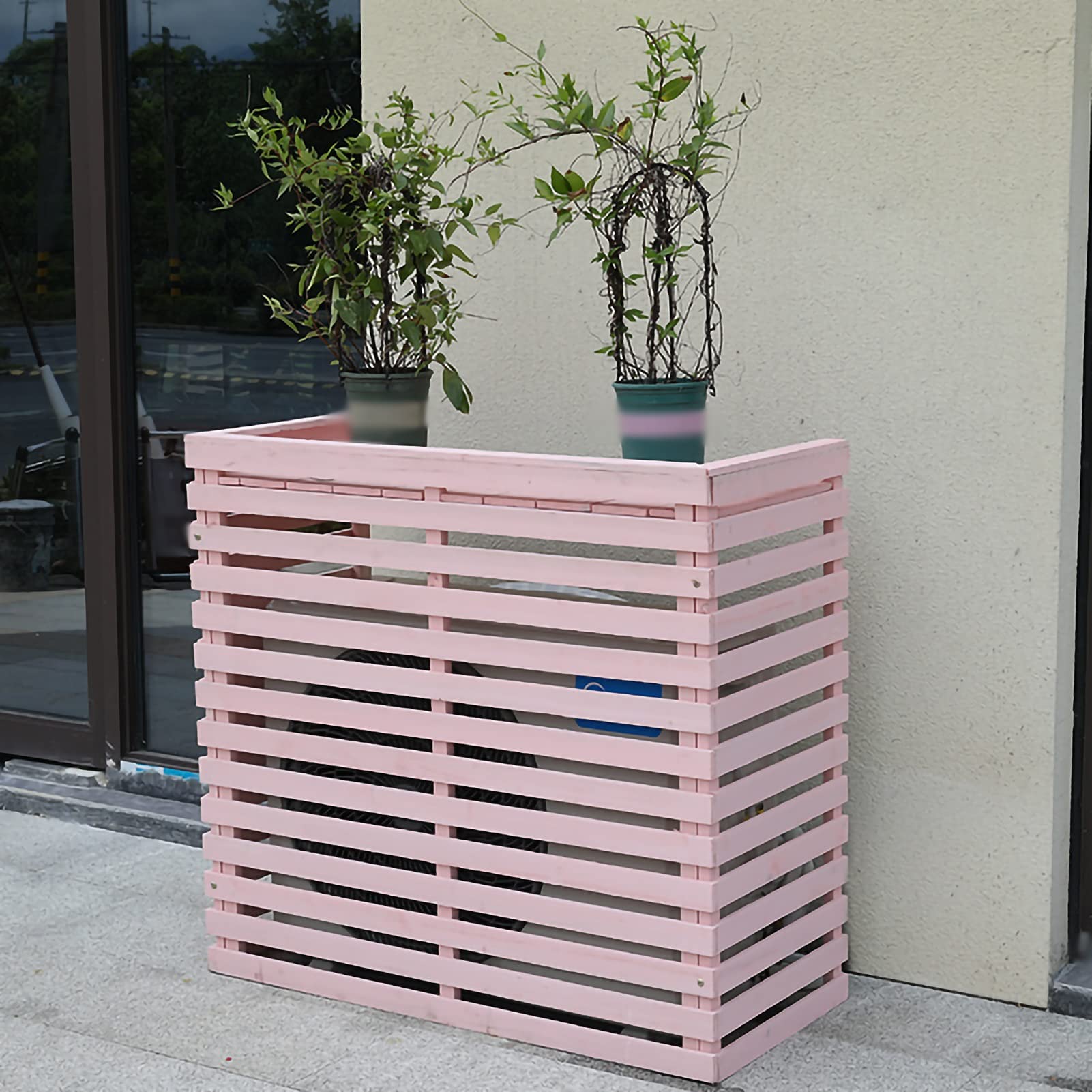 Cubre aire acondicionado de madera maciza para proteger el HVAC exterior