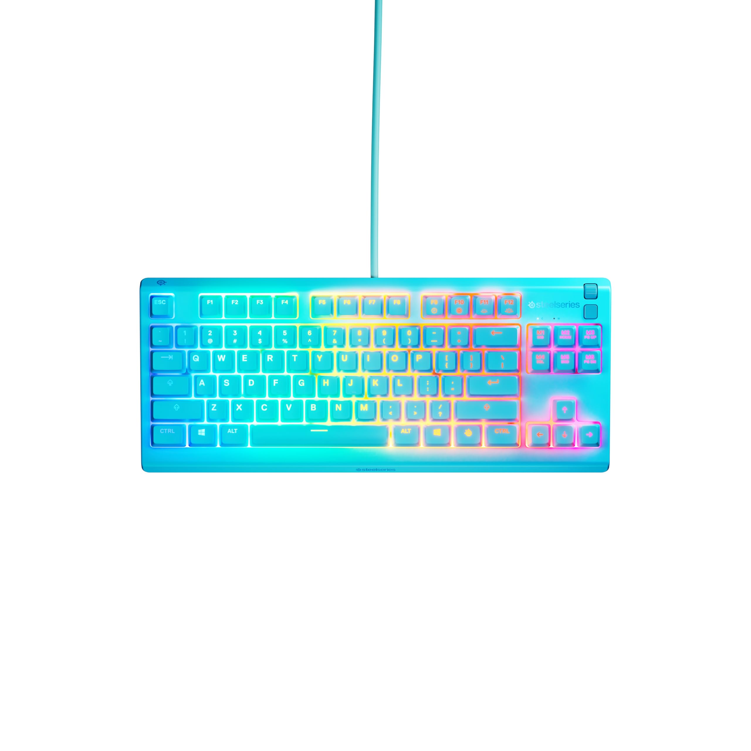 SteelSeries Apex 3 TKL Aqua RGB - klawiatura dla graczy – Obudowa bez części numerycznej – 8-strefowe podświetlenie RGB – Odporna na wodę i kurz – Niezwykle cichy przełącznik mechaniczny - US QWERTY