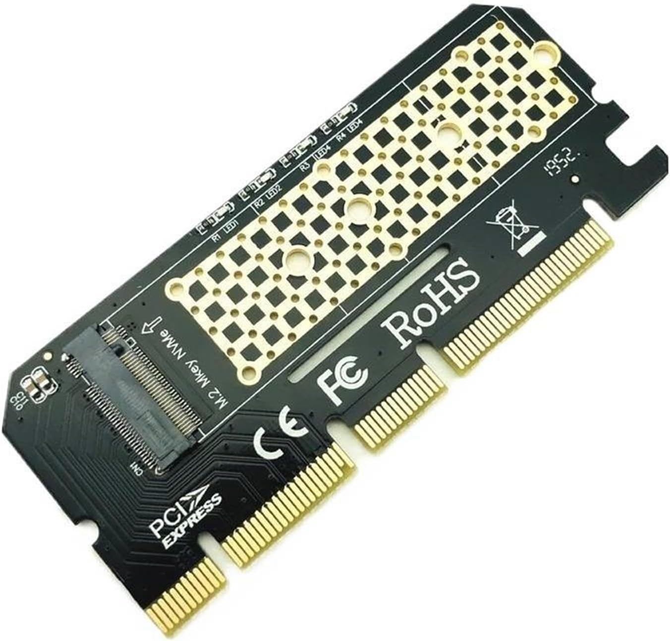 PCIe x16 M.2 NVMe Adapter Card with LED Indicator