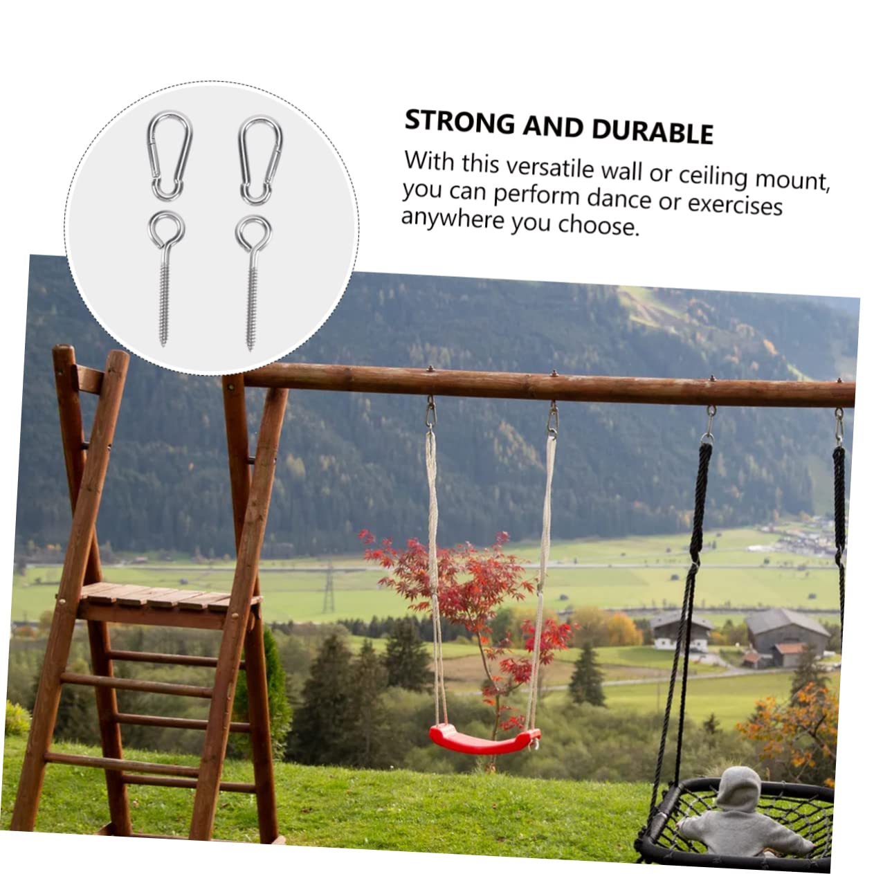 ERINGOGO 4pcs Swing Fixing Hooks Kit Strong Hook Swing Set Accessories for Indoor Outdoor Ceiling Mounts Swing Chair Swing