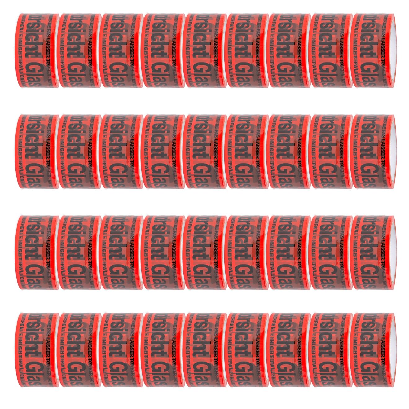 FYBR TAPEMAXX Vorsicht Glas 36 Rollen rotes Klebeband Achtung Bruchgefahr Caution Glass Fragile Paketband Zerbrechlich Warnung Packband Schwarz Piktogramm Paket (36 Rollen)