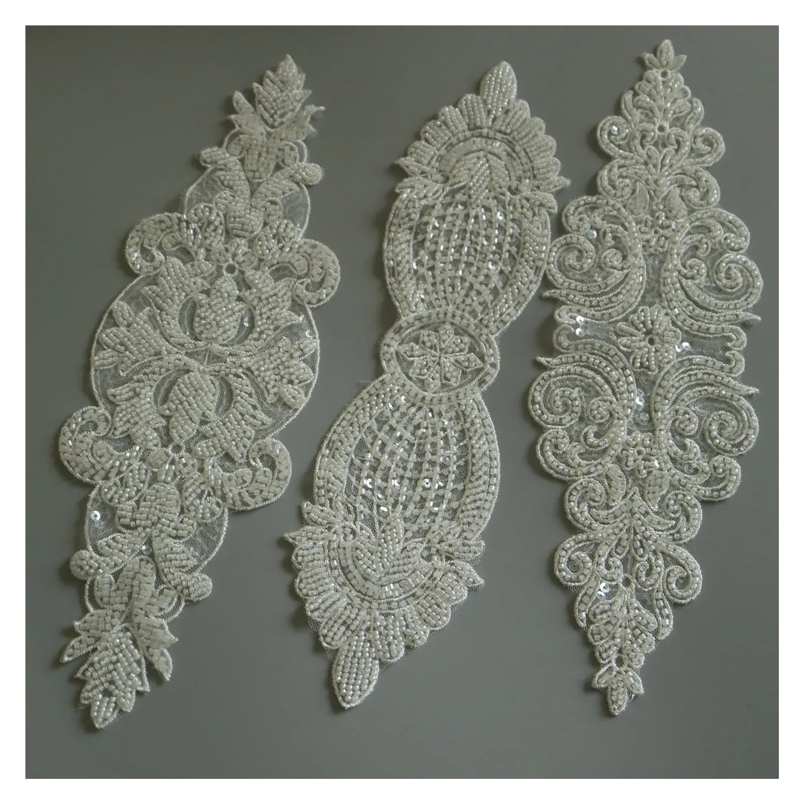 Apliques de encaje bordado con cuentas, Parches de diamantes de imitación de flores for vestidos de novia, Parches Ropa(Color 1)