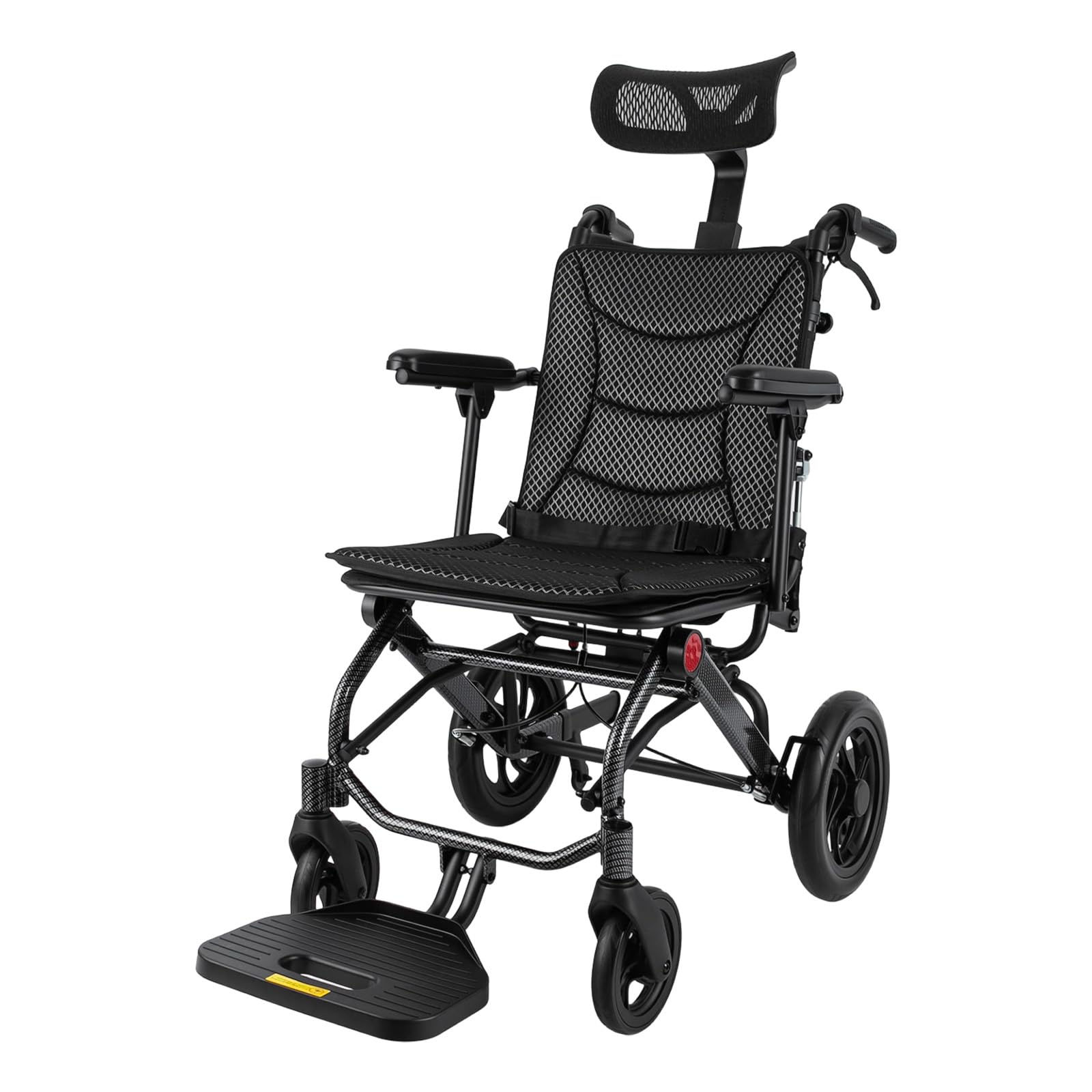 Silla de ruedas reclinable plegable con respaldo ajustable | Tumbona para adultos con 90°-175° ajustable 286,6 Lbs capacidad de carga y cinturón de seguridad para ancianos embarazadas