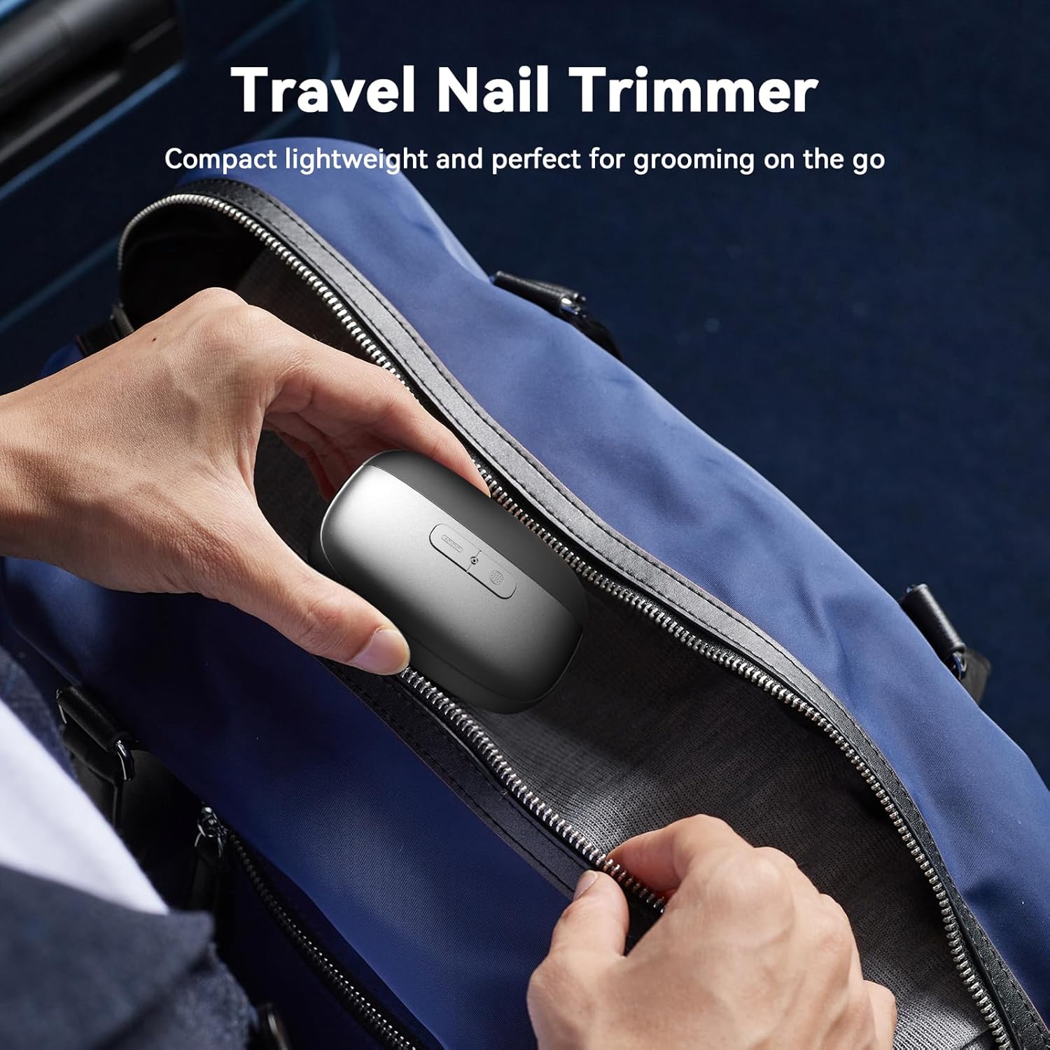 Electric Nail Clipper Fingernail Trimmer: 3-in-1 Automatic Nail Polisher with LED Light, Clip Storage, 2-Speed, Rechargeable Smart Nails Cutter Easy to Use for Seniors, Baby, Adult, Black Dark Gray