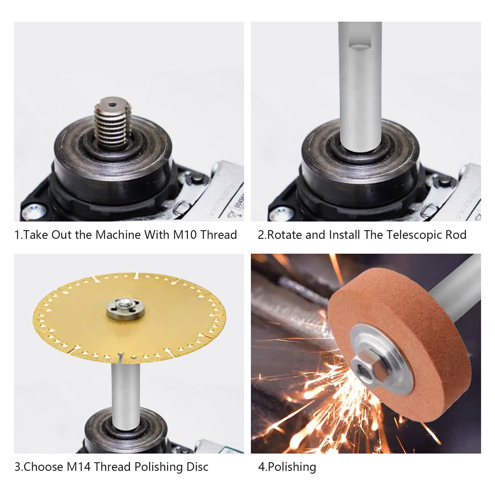 Rallonges Pour Meuleuse D’angle – Lot De 3, Filetage M10, Acier Carbone, Pour Travaux De Précision - 7