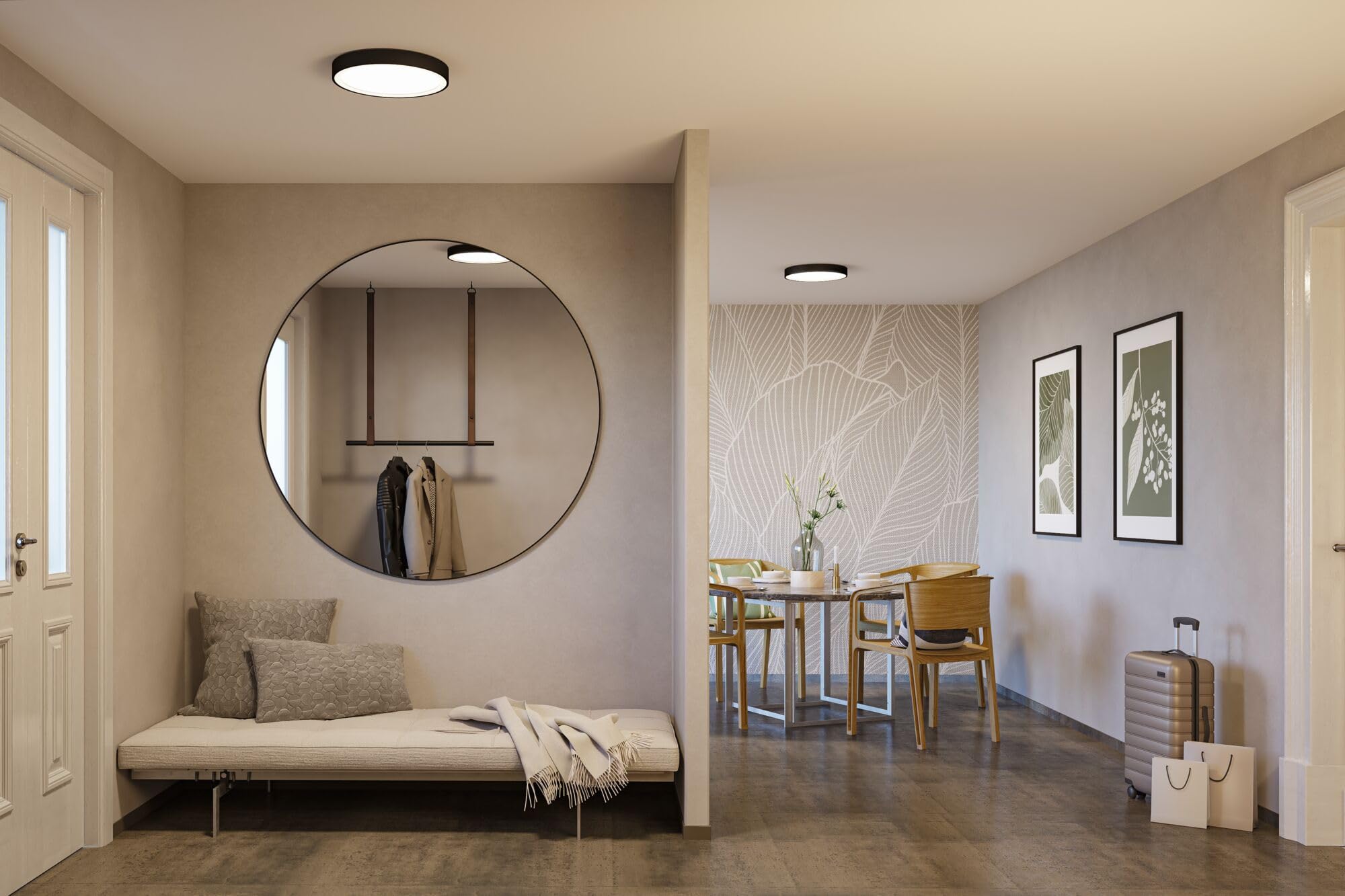 Paulmann 71086 LED Deckenleuchte Selection Bathroom Tega IP44 White Switch 1200lm 230V 22,5W Schwarz matt Badleuchte Badleuchte