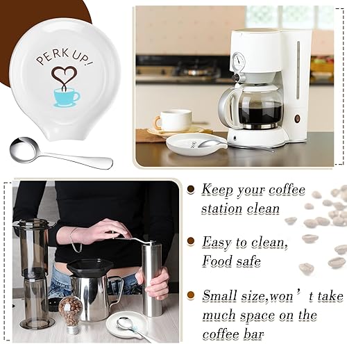 Miniatura 6 de Honeydak 4 piezas de soporte para cucharas de café y cucharadita pequeña de cerámica para decoración de estación, estufa, encimera, accesorios de