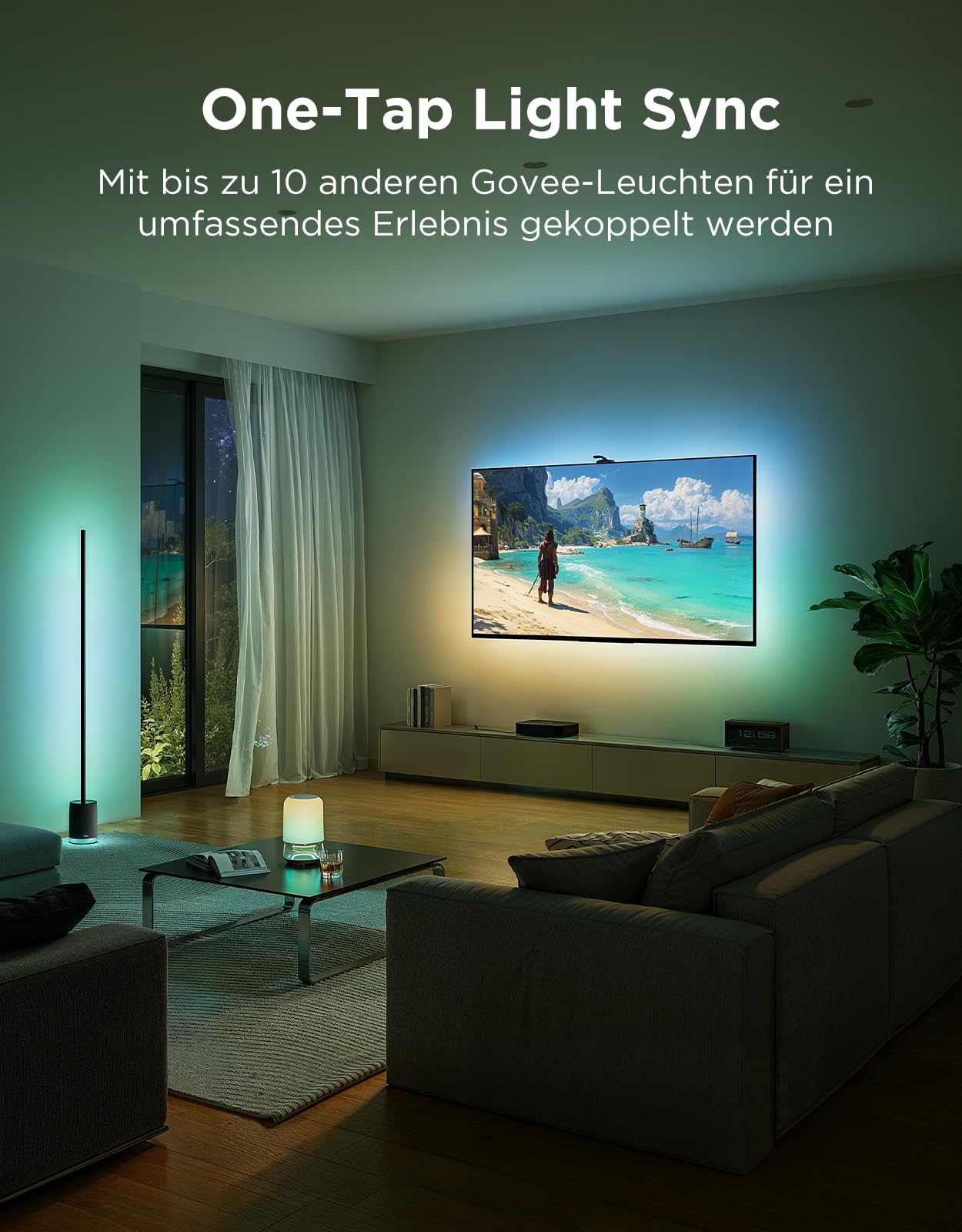 Govee TV Hintergrundbeleuchtung 3 Pro HDR-Dreifachkamera TV LED Streifen | 5 in 1 RGBWWIC, 3,6M für 55–65 Zoll TV, 75 LEDs/M, Unterstützt AI-Filter, Sprach- & APP-Steuerung DreamView Sync
