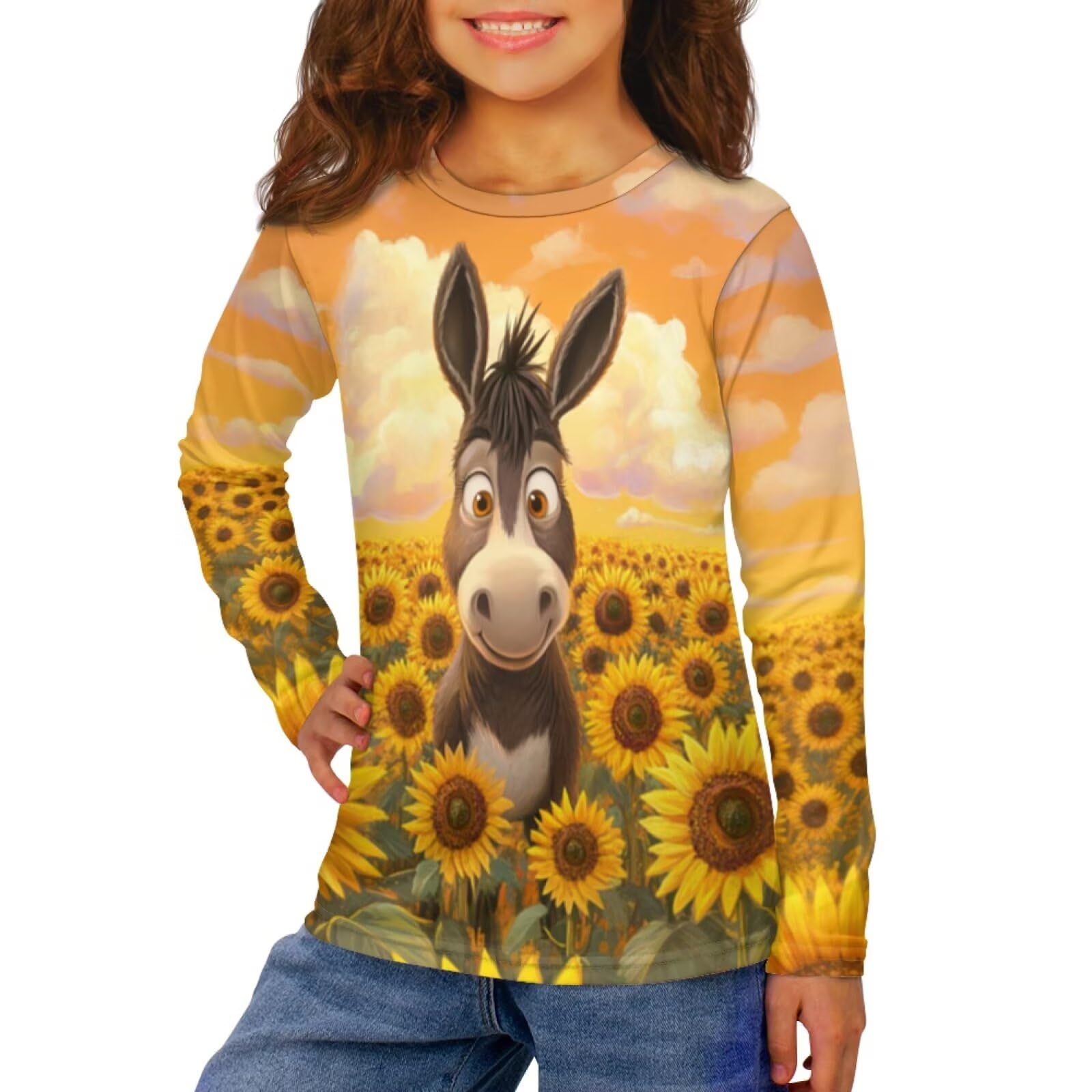 Long Sleeve Shirts for Girls Winter Tops 3-16t Cartoon T Shirts for Fall Clothes