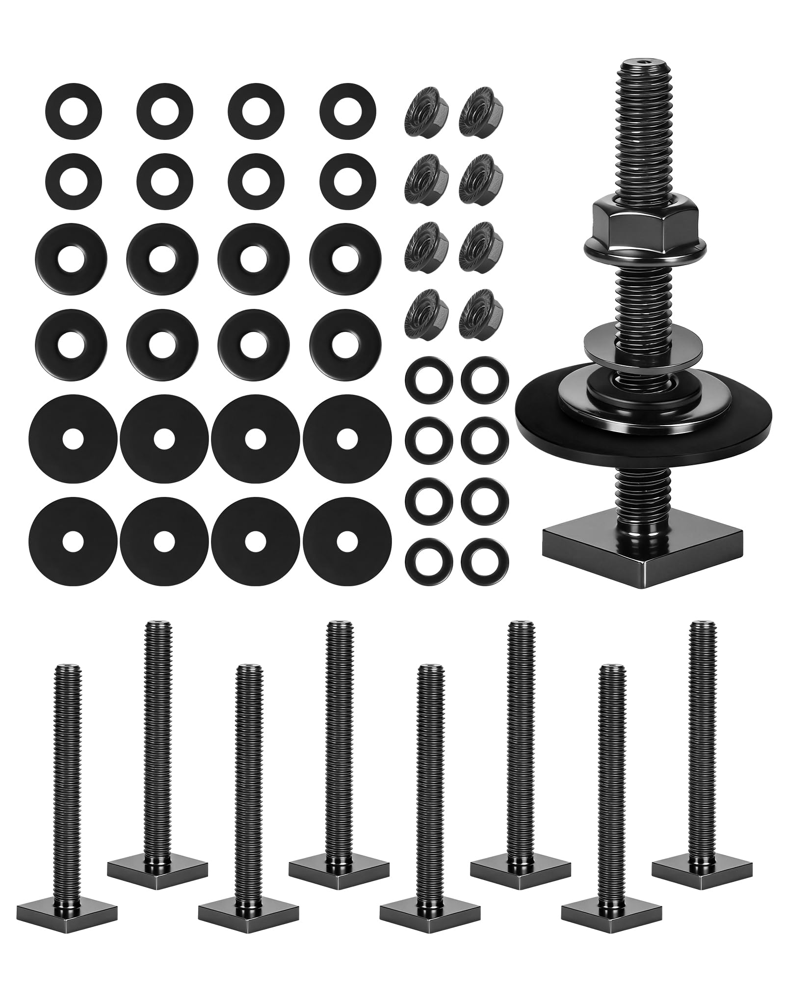 T Slot Bolts for Roof Rack Cross Bars, Platform, Cargo Basket, Stainless Square T Track Bolt Adapter to Secure Bike/Ski/Kayak Rack, Solar Panel, Awning, 4mm Thick