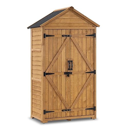 MCombo Outdoor Storage Cabinet with 2 Shelves, Outside Storage Shed