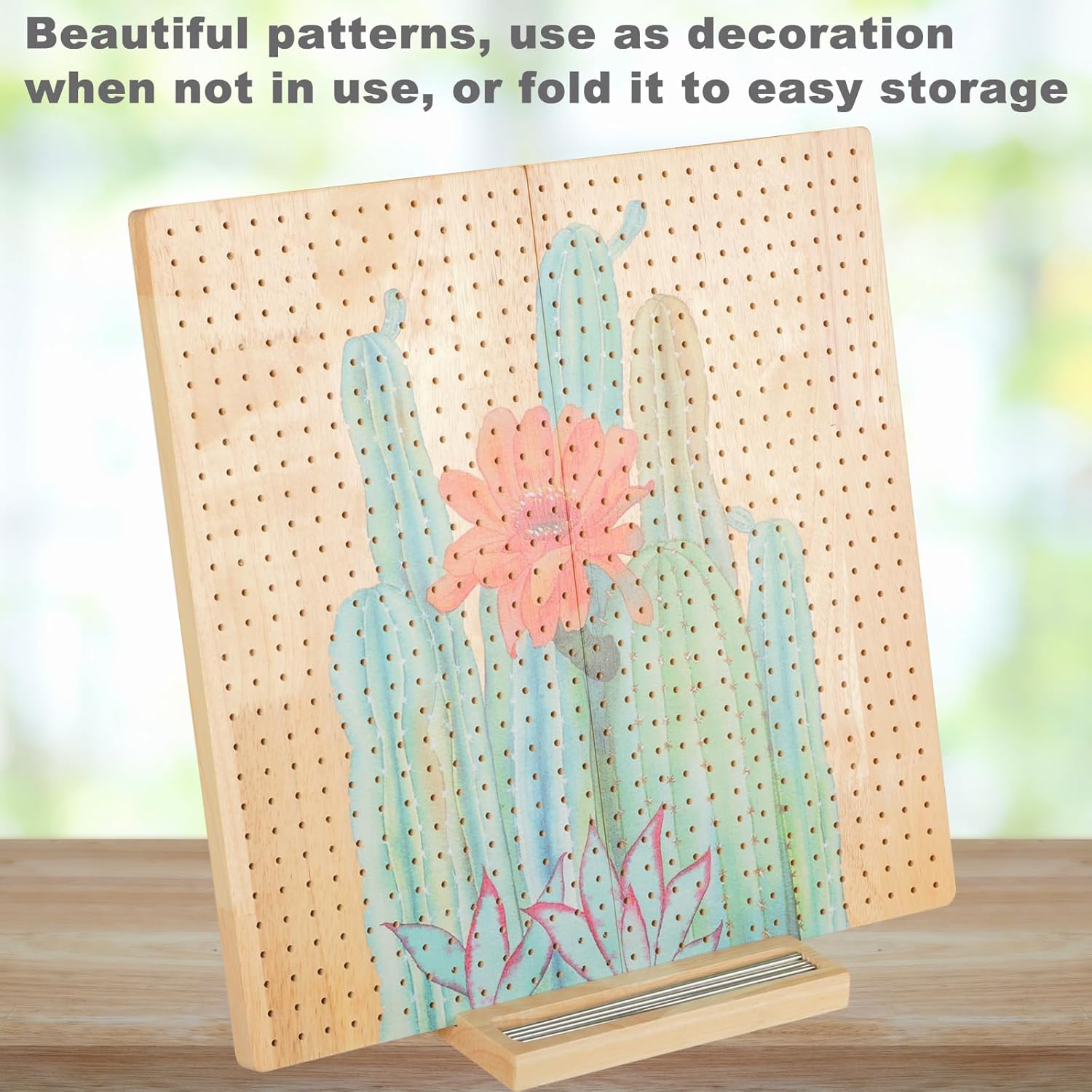 15" Foldable Crochet Blocking Board with Pegs & Storage Pouch, Large Granny Square Blocking Board for Crocheting, Wooden Knitting Blocking Mat for Wet Blocking Crochet and Knit Squares