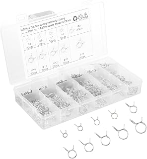 Zerodeko 250pcs Double Wire Fuel Line Spring Clamps Assortment Kit Φ-φ Silicone Hose Tube Clips for Automotive Agriculture Aviation Water and Air Hose Applications