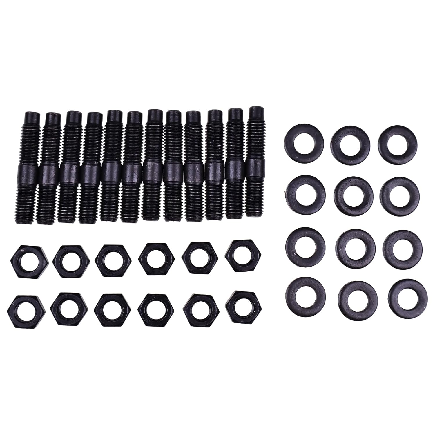 12Pcs Stud with Nut Kit Compatible with Dodge Cummins 1989-2019 Models 4bt 6bt 12V 24V 3.9L 5.9L 6.7L