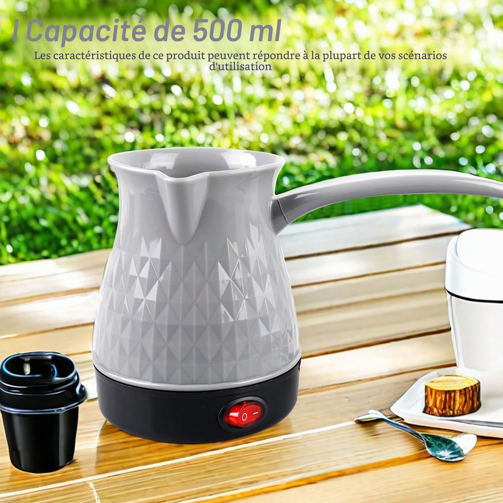 BORDEAG Cafetière électrique turque - 500 ml - Cafetière turque électrique - 220 V - Pour induction, maison, bureau, voyage (B)
