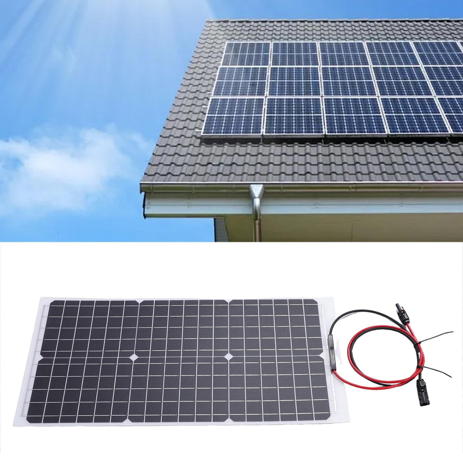 Panel Słoneczny Słoneczny, Monokrystaliczny Krzem Półelastyczny Panel Do ładowania 30 W, Wyjście 18 V, Lekki Przenośny moduł Do Użytku na Zewnątrz Elektrownia Kempingowa Użytku z Laptopem